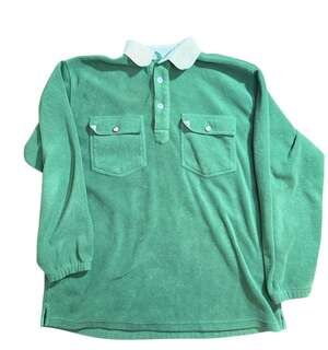 Vintage Orvis Green Fleece Rugby Pullover Men’s Medium Button Collar